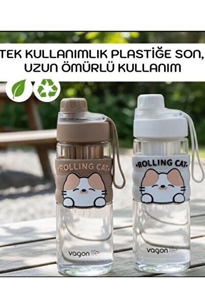 senacacollection Vagon 600 ML Rahat İçim (Pipetsiz) Çevir Aç Kapak Taşıma Kul...