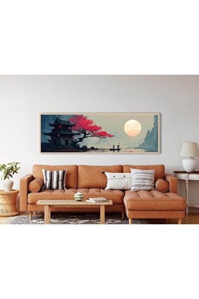 woodhomeworks Tek Parça Gerçek Ahşap Yatay Panorama Çerçeveli Tablo japon agacı