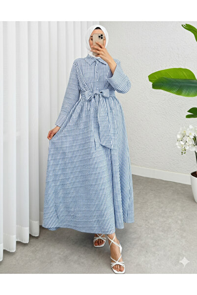 bellura Half-Buttoned Tie-Waist Dress