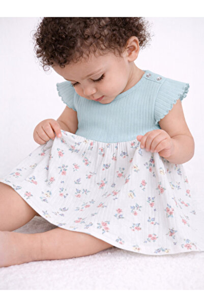 Victor and Jane فستان بناتي مطرز بنقشة إبرة متساقطة مع تنورة بنقشة الصبار (بل...