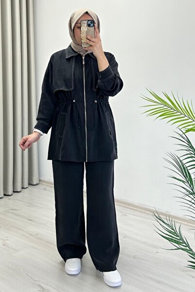 T Moda Store Ecru Tex Tansel Kupra Fabric Full Zipper Closure and Waist Draws...