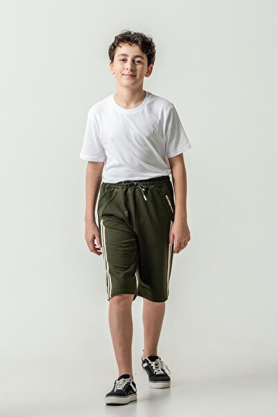 Mışıl Kids Boys' Shorts with Double Striped Piping on the Sides and Left Pock...
