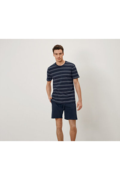 Tchibo Men's Shorts Pajamas, Stripe/Navy