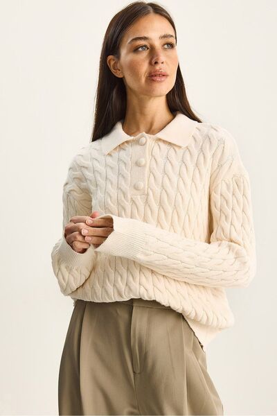 Hiccup LUCCI chunky knit sweater with polo collar