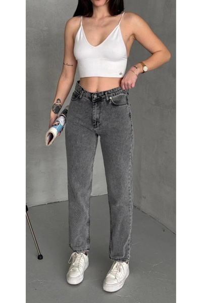 sion jeans بنطلون جينز نسائي من Blueva بخصر مرتفع وقصة Boyfriend من الليكرا (...