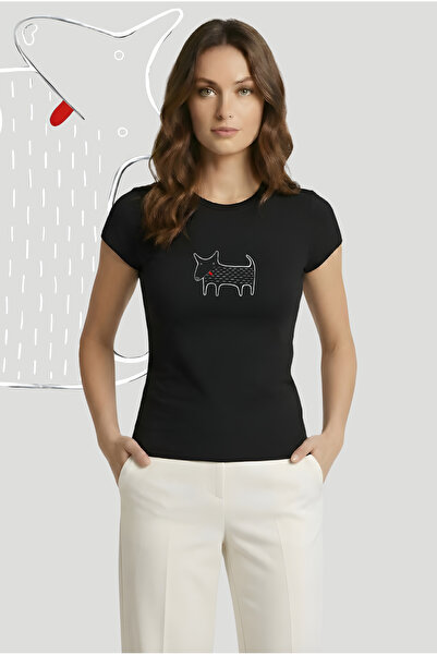 Kurun's Collection Μπλούζα με κοντό μανίκι από μαλακό ύφασμα με λαιμόκοψη ποδ...