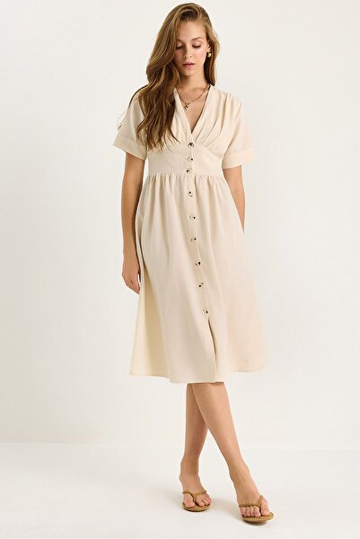 Hiccup Rochie midi cu decolteu în V și nasturi