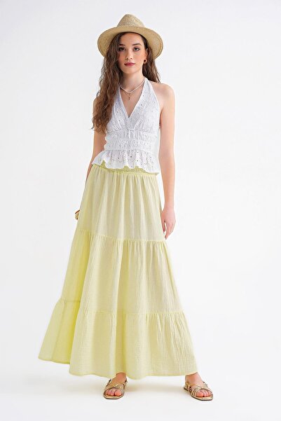 Hiccup Mixray cotton maxi skirt with elastic waist