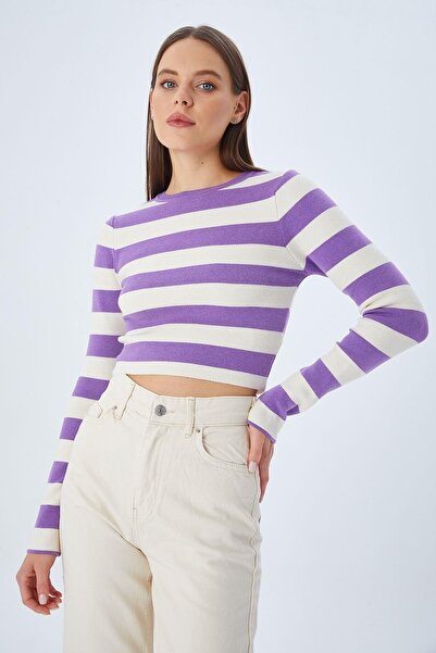 Hiccup Pulover tricotat cu dungi și nervuri Mixray