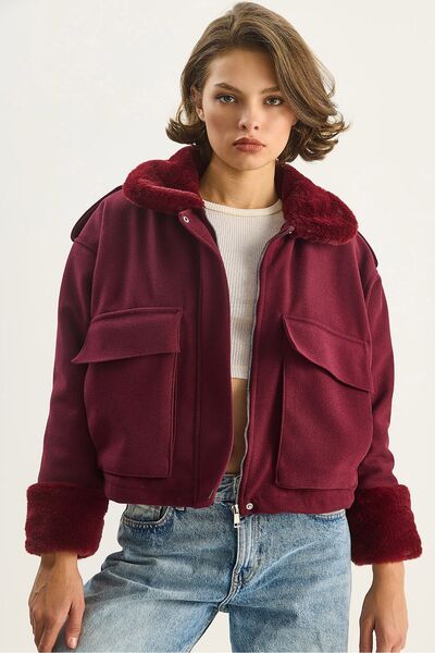 Hiccup LUCCI textured Gabardine Wool Blend zip-up jacket