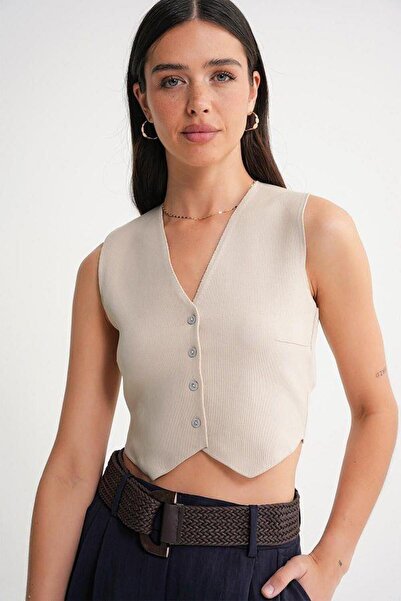 Hiccup Mixray V-neck button-up short Vest