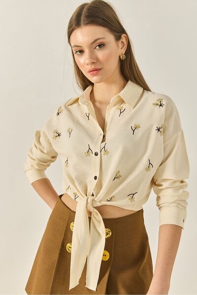 Hiccup Embroidered poplin shirt with button closure