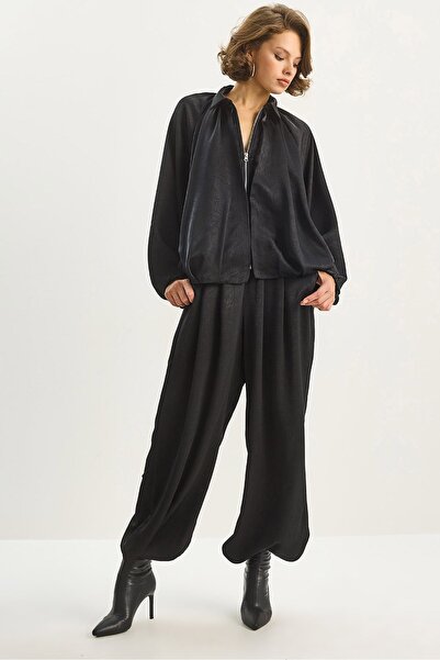 Hiccup LUCCI Women's Oversized Polo Shirt and High-Leg Stretchy Pants Set