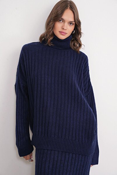 Hiccup Mixray oversized ribbed high-neck knitted sweater