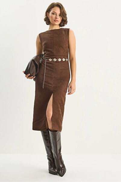 Hiccup LUCCI Faux Suede Midi Dress