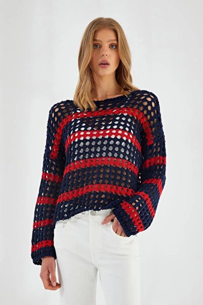 Hiccup Mixray oversized chunky textured striped knit sweater