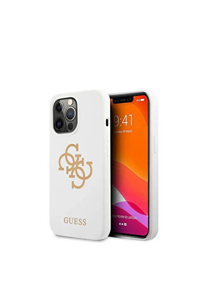 Guess Original Case For iPhone 13 Pro Max Hard Case Silicone Logo White