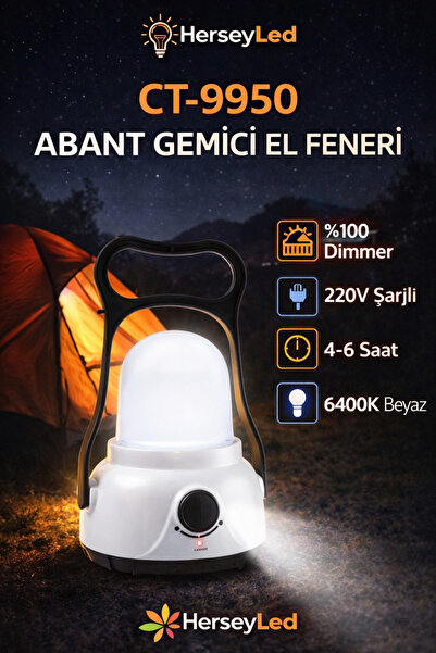 Cata CT-9950 Abant Gemici El Feneri - Şarjlı Dimmerli Kamp Lambası