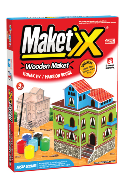 Jet Online Maketix Ahşap Konak Ev Boyama Maket Seti – Kendin Boya DIY Eğitici Çocuk Aktivite Oyuncağı