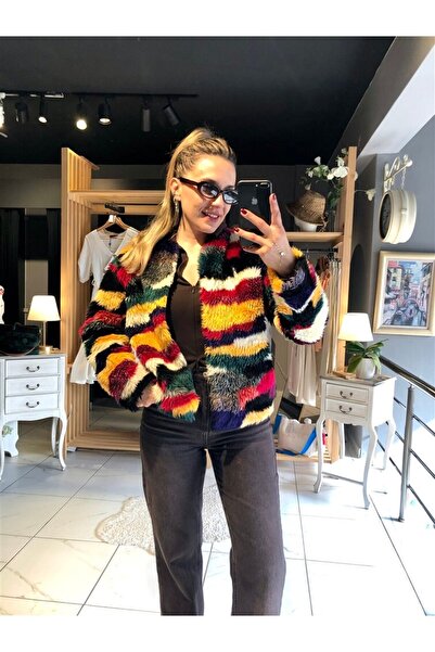 Gözde Tasarım Butik Women's Multi-Color Lined Plush Coat