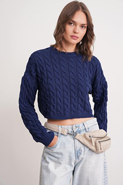 Hiccup Mixray cable knit sweater with crew neck