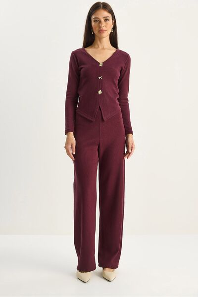 Hiccup LUCCI V-neck knitted two-piece set with wide cut