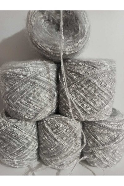 İPEK YÜN İPLİK DÜNYASI Ангора пряжа 2 нитки (світло-сіра) з помпонами (білі) ...