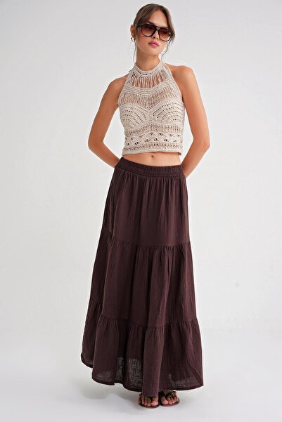 Hiccup Mixray cotton maxi skirt with elastic waist