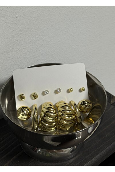 KİLİGİSTANBUL ÇOKLU KÜPE SETİ BURGULU