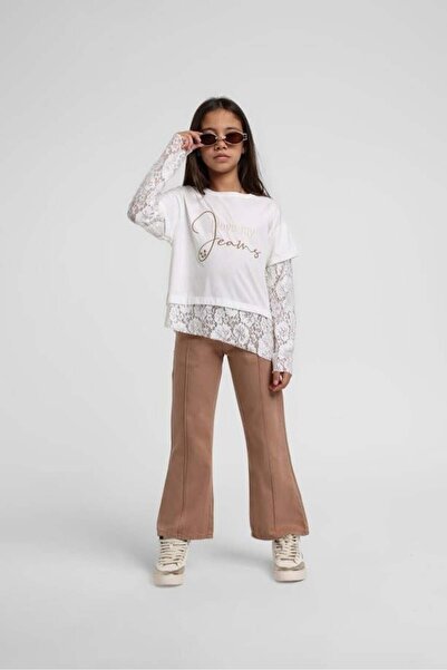 Escabel Детска блуза с детайлни ръкави 9-14 години Екру