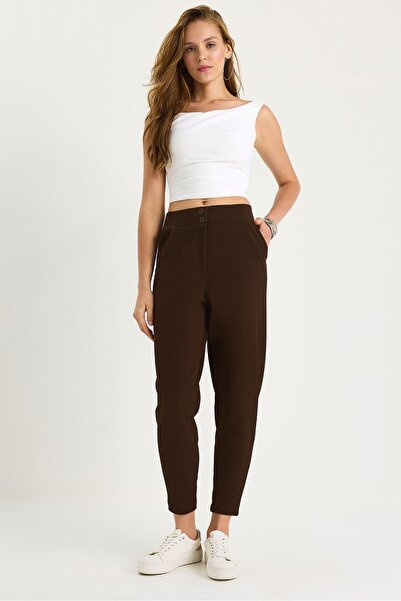 Hiccup Pantaloni lungi din crep cu model morcov și închidere cu nasturi