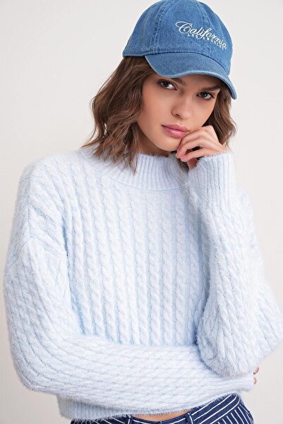Hiccup Mixray short sweater with knitted pattern