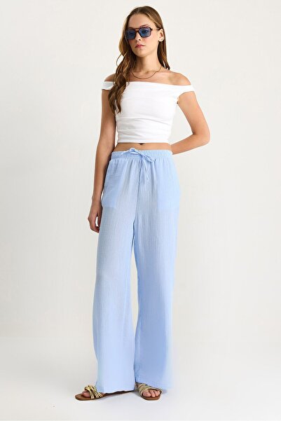 Hiccup High-waisted, straight-cut trousers with drawstring at the waist