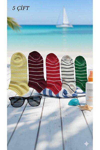 SOCKSHION Women's Mixed Color Striped Cotton Booties Socks Set