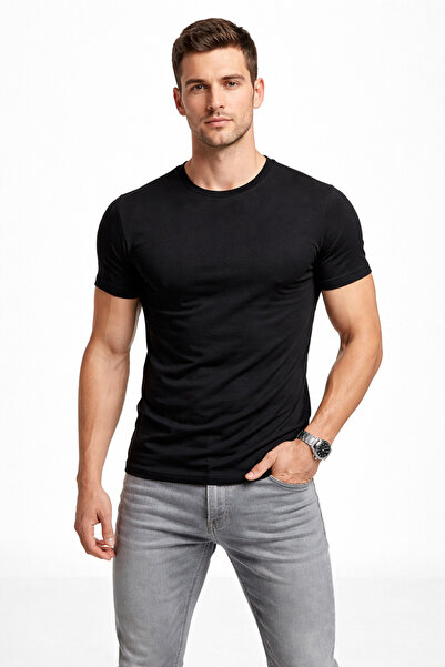 Polo State Siyah Slim Fit Basic Erkek Tişört – Dar Kesim Pamuklu Günlük