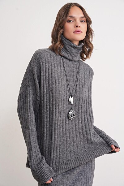 Hiccup Mixray oversized ribbed high-neck knitted sweater