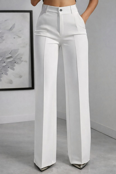 TRENDBUTİKOFFİCİAL Imported Double Face High Waist Pleated Palazzo Trousers