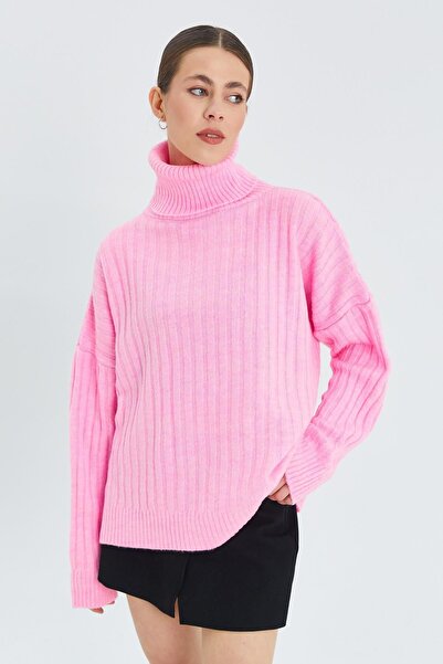Hiccup Mixray oversized ribbed high-neck knitted sweater