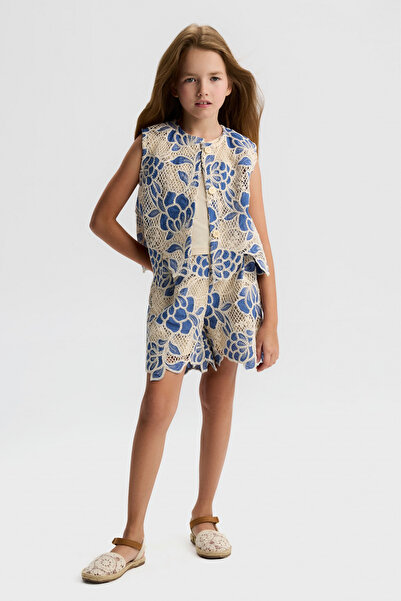 NK Set pantaloni scurți din plasă pentru fete, 8-14 ani, crem