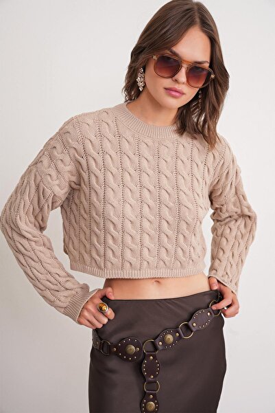 Hiccup Mixray cable knit sweater with crew neck