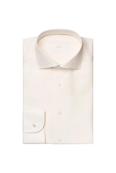 Eton Beyaz Pamuk Keten İpek Gömlek