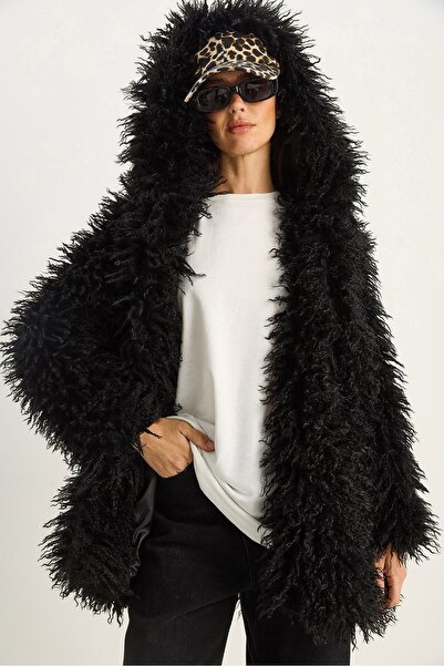 Hiccup LUCCI oversized jacket with Hooded and Faux Fur