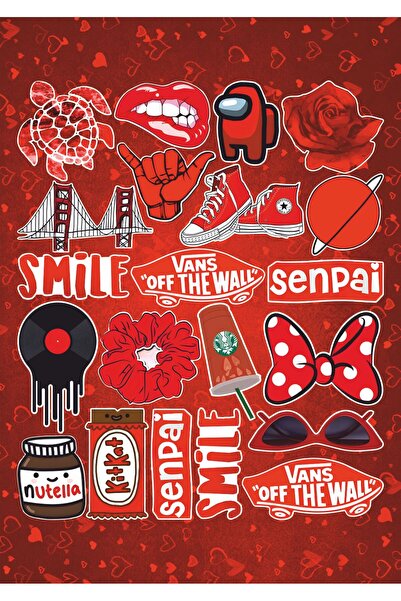 hediyenebak مجموعة ملصقات السلسلة ذات الطابع الأحمر 2 |   دفتر ملاحظات لاب تو...