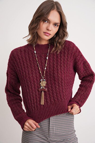 Hiccup Mixray short sweater with knitted pattern