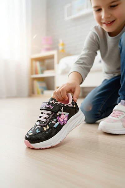 enoch حذاء رياضي للأطفال من إينوخ مع إكسسوارات على شكل فراشة وشريط فيلكرو