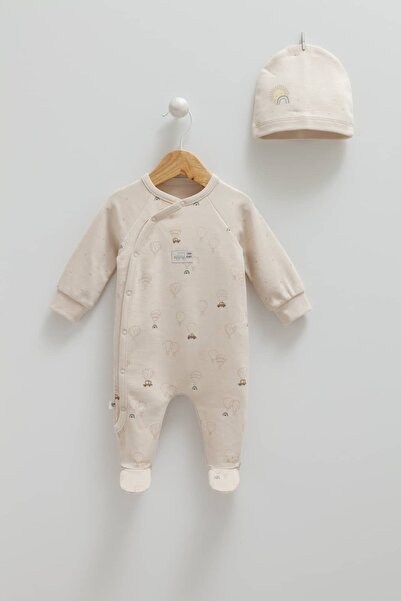 Valia Baby طقم قبعة وبدلة منقوشة من القطن بنسبة 100% بتصميم سيارة طائرة