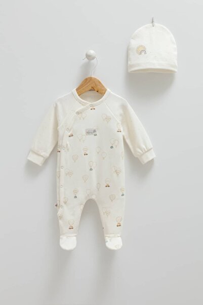 Valia Baby 100% Cotton Flying Car Patterned Hat and Jumpsuit Set