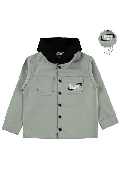 Civil Boys Double Pocket Hooded Shirt for 6-9 Years Old - Khaki 8-9 Years Old
