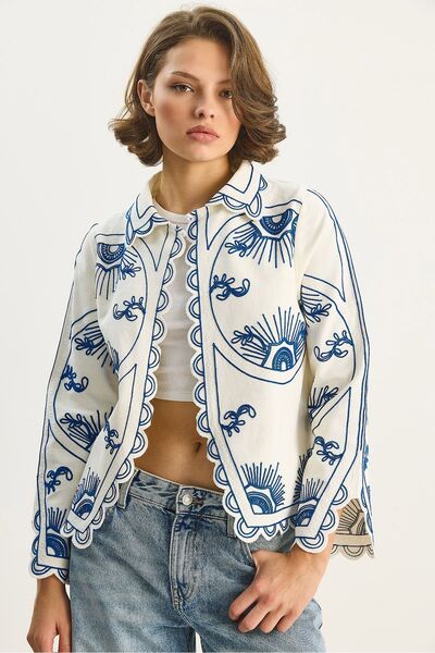 Hiccup LUCCI embroidered Cotton jacket with shirt collar