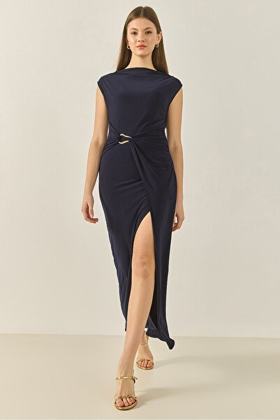 Hiccup LUCCI round neck midi dress with slit